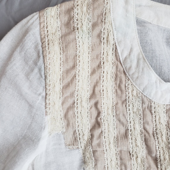 Free People Gauze Lace Trimmed Tunic w/ Brass Butt - Picture 5 of 6